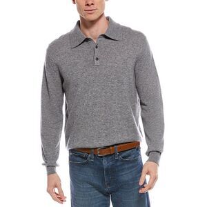 Forte Mens  Cashmere Polo Cashmere Sweater, Grey